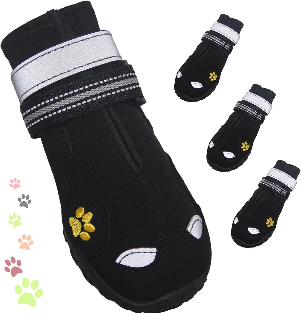 Dog Shoes for Large Dogs, 360 degreesAnti Slip Medium Dog Boots & Paw Protectors Winter Snowy, Waterproof 4Pcs Dog Booties with Reflective Strips (Size 2: 1.77''x2.3''(W*L), Green) - Image 9