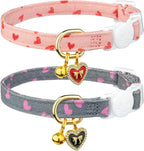 2 Pack Cotton Cat Collar Pink Strawberrie White Heart Cute Kitten Collar - Image 14
