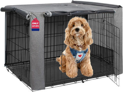 HiCaptain Dog Crate Cover 36.0" L x 23.0" W x 25.0" H with Breathable Mesh, Heavy Duty Kennel Cover, Dual Zippered Panels, Windproof Waterproof(Beige) - Image 10