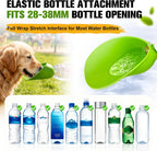 Yonisole silicone pet travel bowl stretched securely over a standard plastic mineral water bottle.