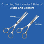 Blunt rounded safety tips on Freshly Bailey dog grooming scissors