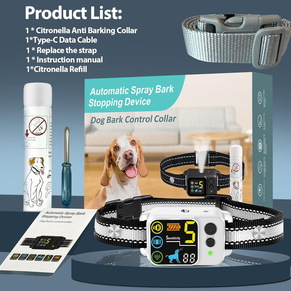 Citronella Bark Dog Collar [1*Refill] Spray Dog Collar, with 5 Adjustable Sensitivity, Beep+Vibration+Spray 5 Working Modes Citronella Bark Collar, IP66 Waterproof Dog Spray Collar for L/M/S - Image 9