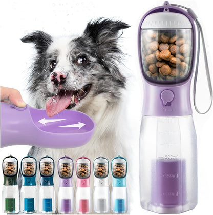 Portable Water Bottle for Small Dogs, 3 in 1 Animal Pet Travel Bowl Dispenser with Food Treat Container & Poop Bag Holder, Summer Hiking Walking Accessories for Puppy On The Go - Pink, 10oz - Image 10