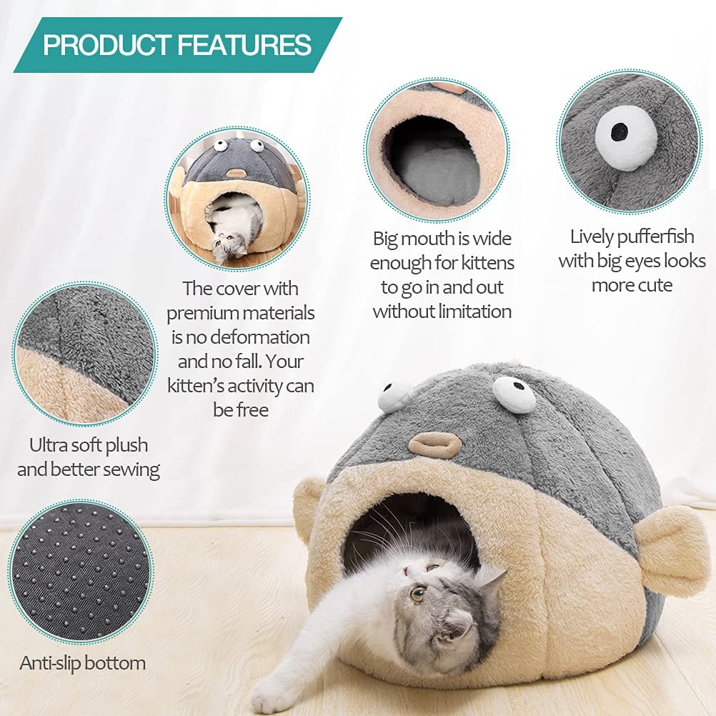 Cat sleeping inside Lcybem enclosed pet bed