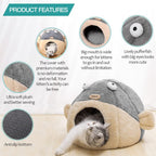 Cat sleeping inside Lcybem enclosed pet bed