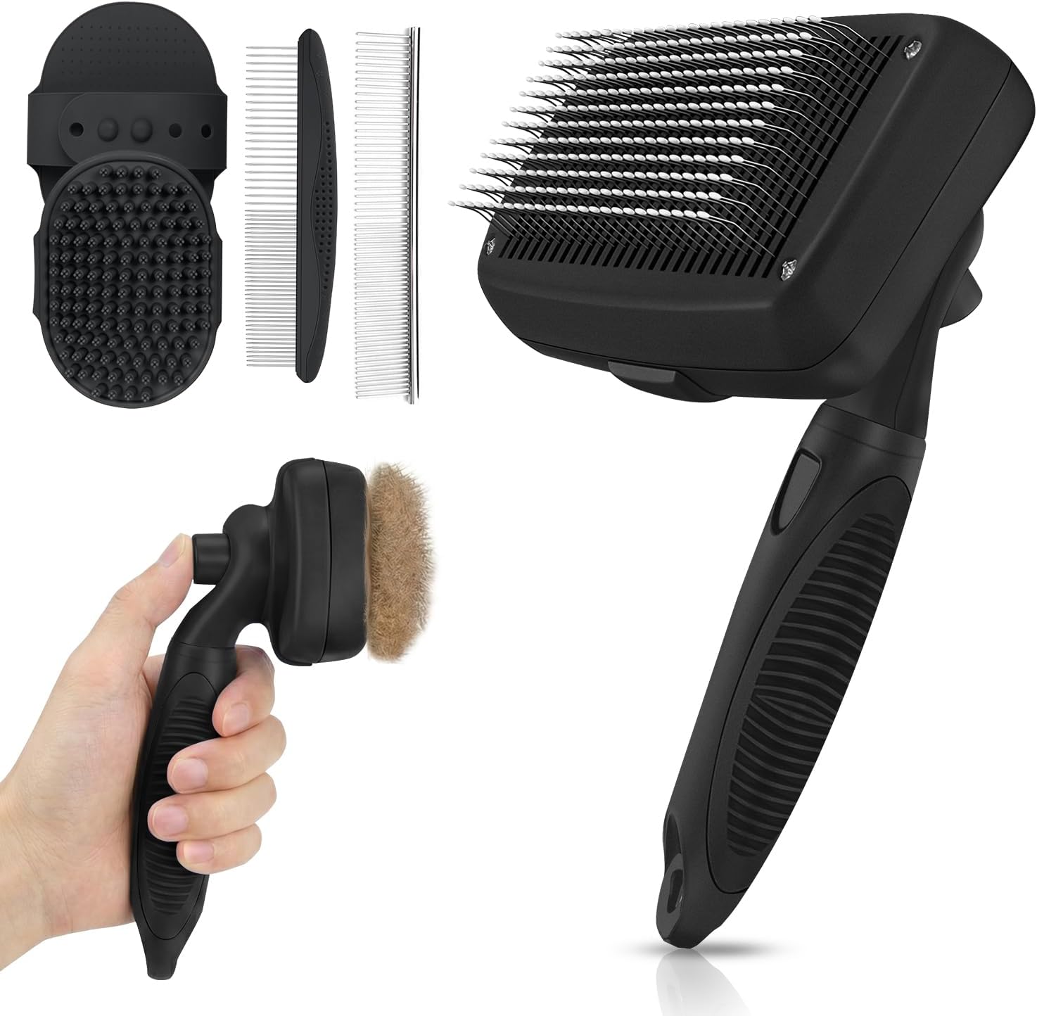 Self Cleaning Shedding Brush - 5-in-1 Professional Pet Grooming Kit Skin Friendly Grooming Tool for Dogs, Cats, and Puppies, Deshedding and Hair Removal for Long and Short Haired Pets, Blue - Image 10