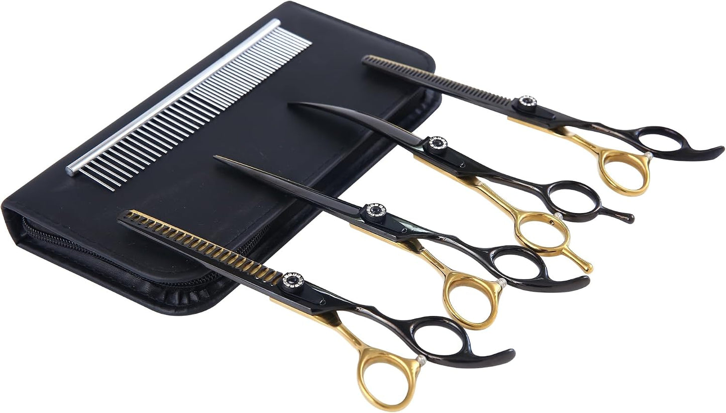 7" Curved Thinner Dog Scissor, Curved Blender Scissors, 40 Teeth, 30% Thinning Rate, Professional Pet Shear for Groomer, Ergonomic Dog Grooming Scissor, Dogs Shear for Grooming - Image 11