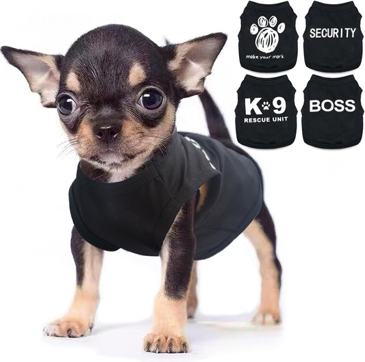 Uswalnna 4 pieces chihuahua clothes front view black security shirt