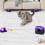 Interactive Cat Toy for Indoor Cats, Auto/Remote Control DIY Cat Mouse Hunting Treadmill Keep Bored Kitten Puppy Entertained to Chase, Feather Toy to Exercise-Sky Blue - Image 9