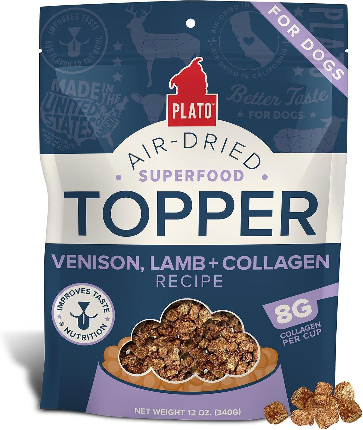 Plato Pet Treats Dog Food Toppers - Air-Dried Dog Food Toppers for Dry Food - with Collagen to Support Skin and Coat Health - Venison, Lamb and Collagen Recipe 5.5oz - Discontinued - Image 11