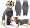 Dotoner Dog Surgery Recovery Suit front view grey alternative e-collar onesie