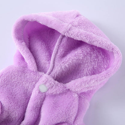 Petyoung hooded pet bathrobe back view with sash