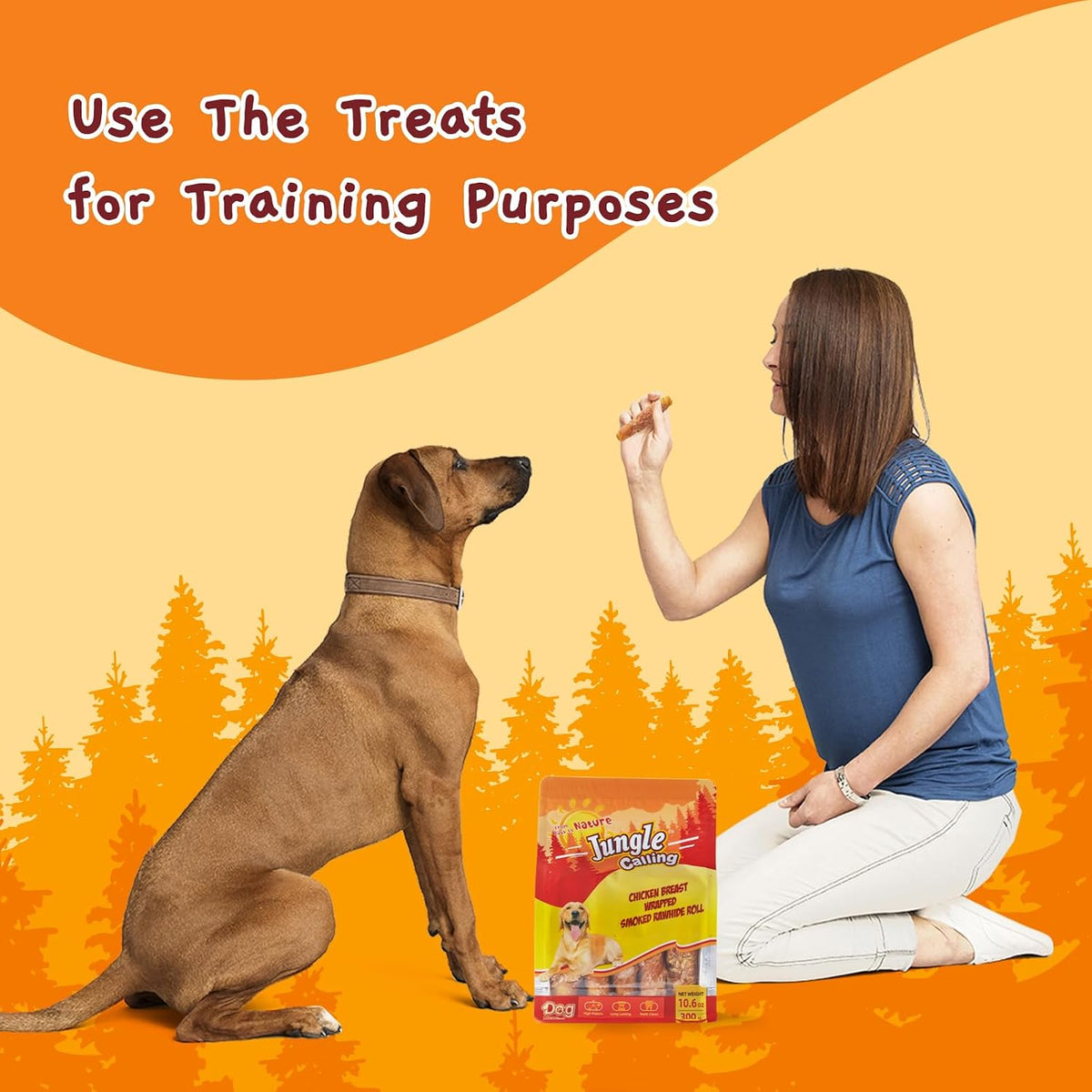 Jungle Calling premium pet supplies smoked chicken wrapped dog chew sticks display