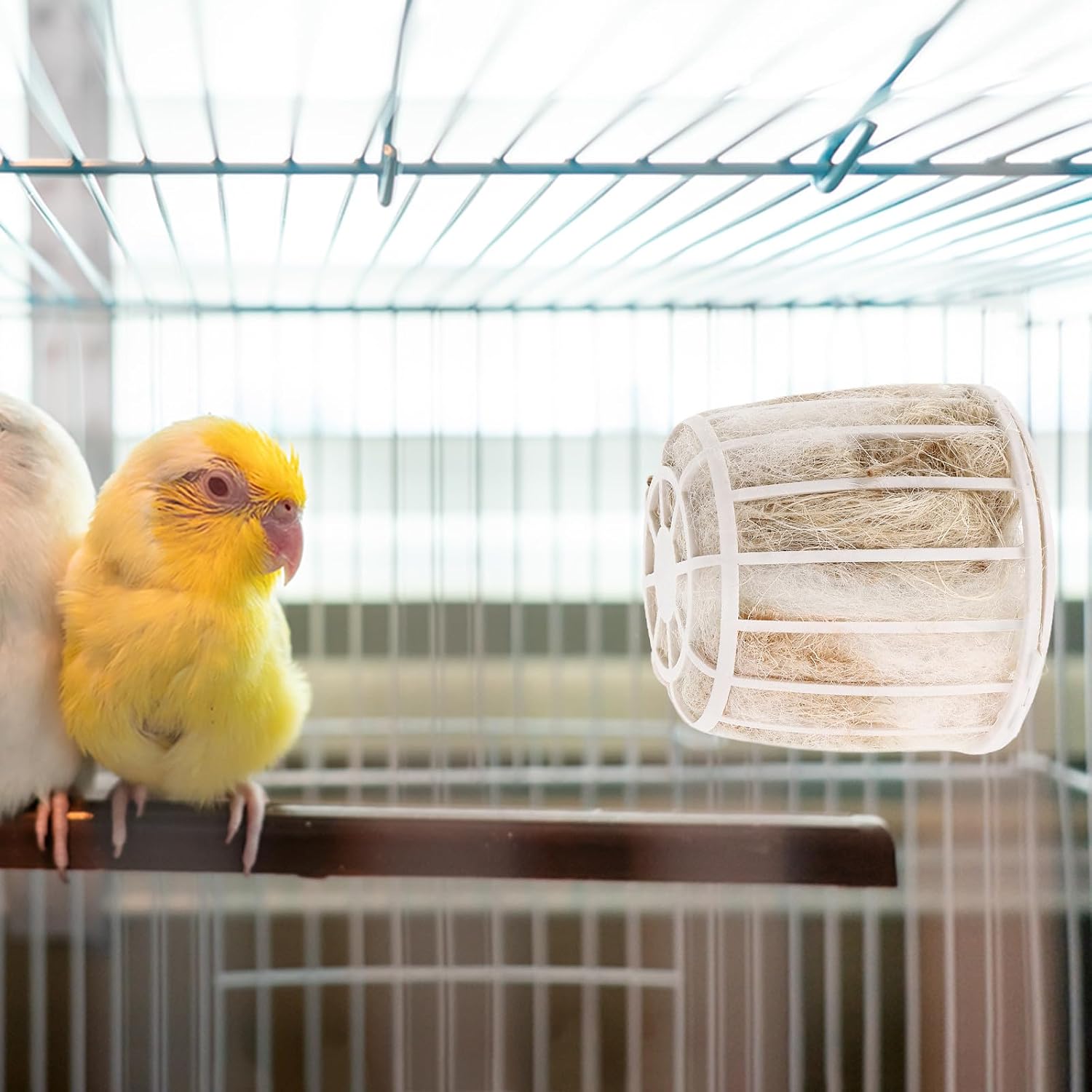 MERRYHAPY Bird Nesting Material with Basket Natural Jute and Cotton Mix Breathable Bedding for Parakeet Finch Canary Cockatiel Outdoor and Indoor Nest Building - Image 9