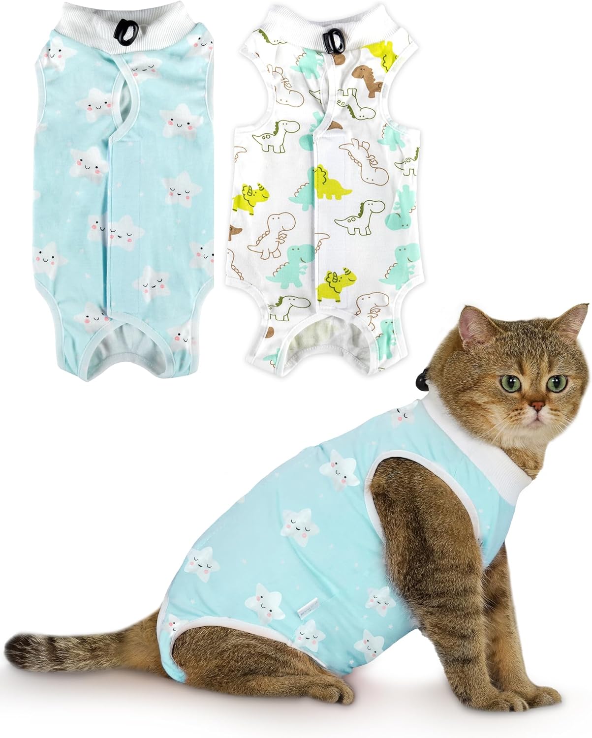 ANWA 2 Pack Cat Recovery Suit - Breathable Cat Onesie for Cats After Surgery Female, Kitten Surgery Recovery Suit Female Abdominal Wounds - Image 10