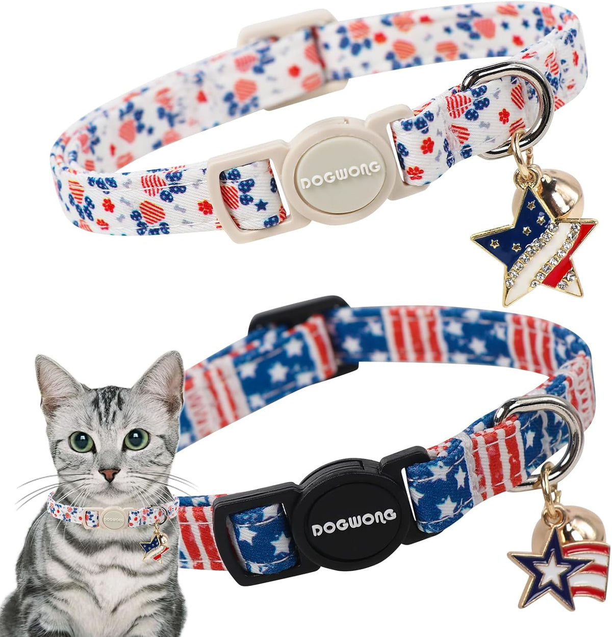 Cat Collar,2 Pack White Hemp Cat Collars Breakaway with Bell, DOGWONG Safety Buckle Wedding Cat Collar for Girl Boy Cats and Small DogsAdjustable 7-12 Inch,Pet Supplies Accessories - Image 10