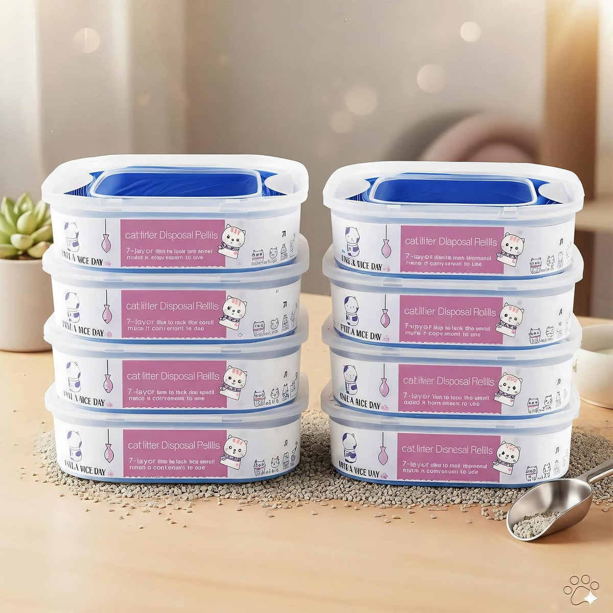 2 Pack 28FT Cat Litter Refill Cartridge, Compatible with Pet Genie Standard/Plus/Style Pail Refills, Up to 8 Months of Supply, 7 layer Odor Control Jumbo Refill Cartridge - Image 11