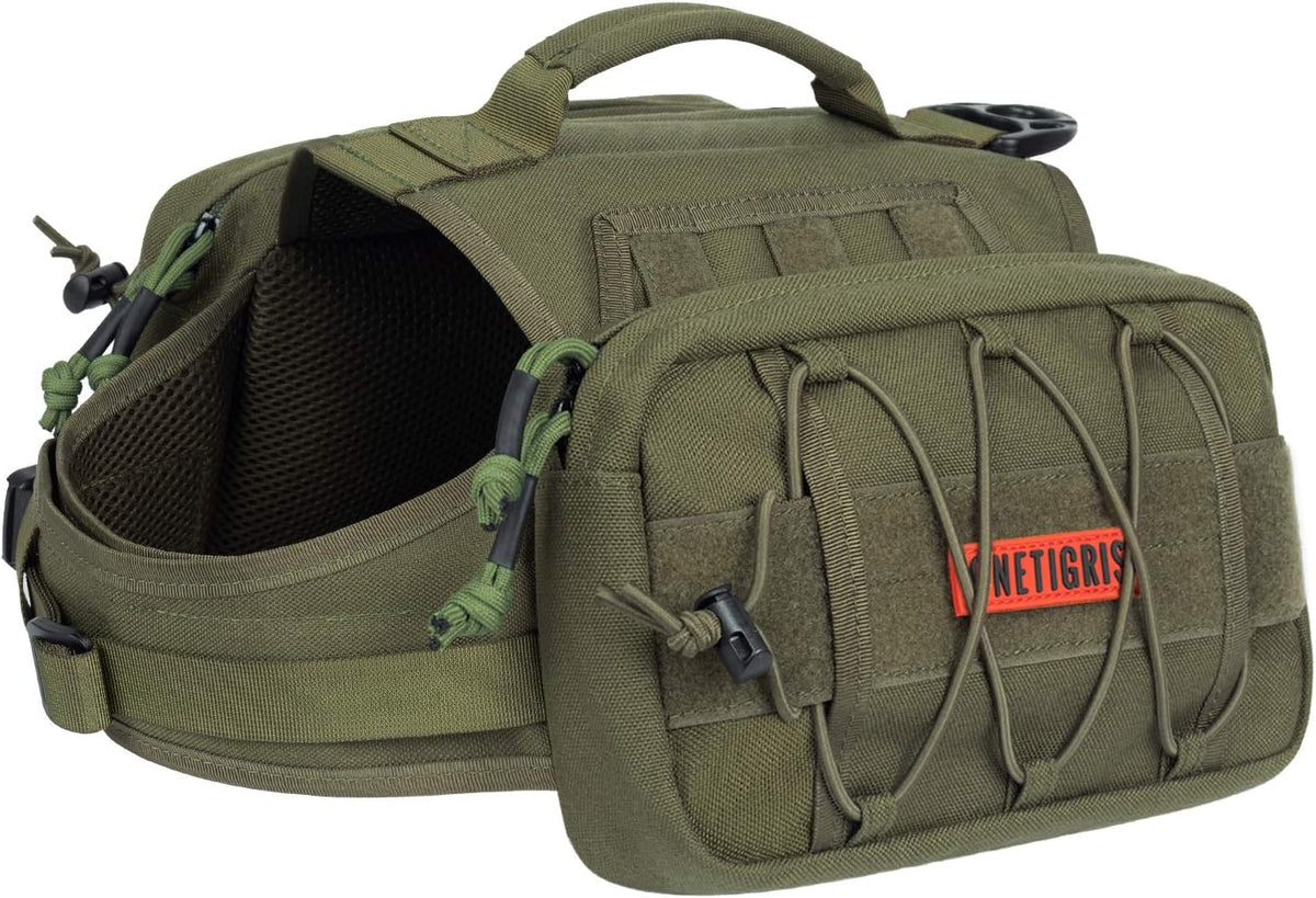 OneTigris Dog Backpack for Medium & Large Dogs, Mammoth Nylon Dog Pack Tactical Backpack Harness with Side Pockets for Hiking Walking Training Running - Image 9