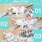 Anti scratch cat swaddle blanket being fastened by pet owner