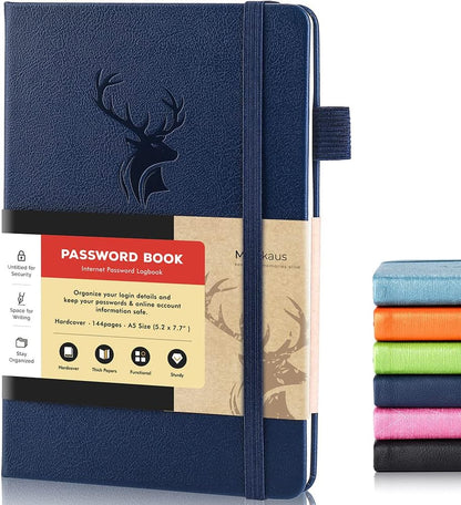 molekaus Password Book with Alphabetical Tabs Small Password Keeper with Extra Password Space to Change Password. Password Notebook for Home or Office for Internet Log In, 6.1 * 3.7in Orange - Image 10