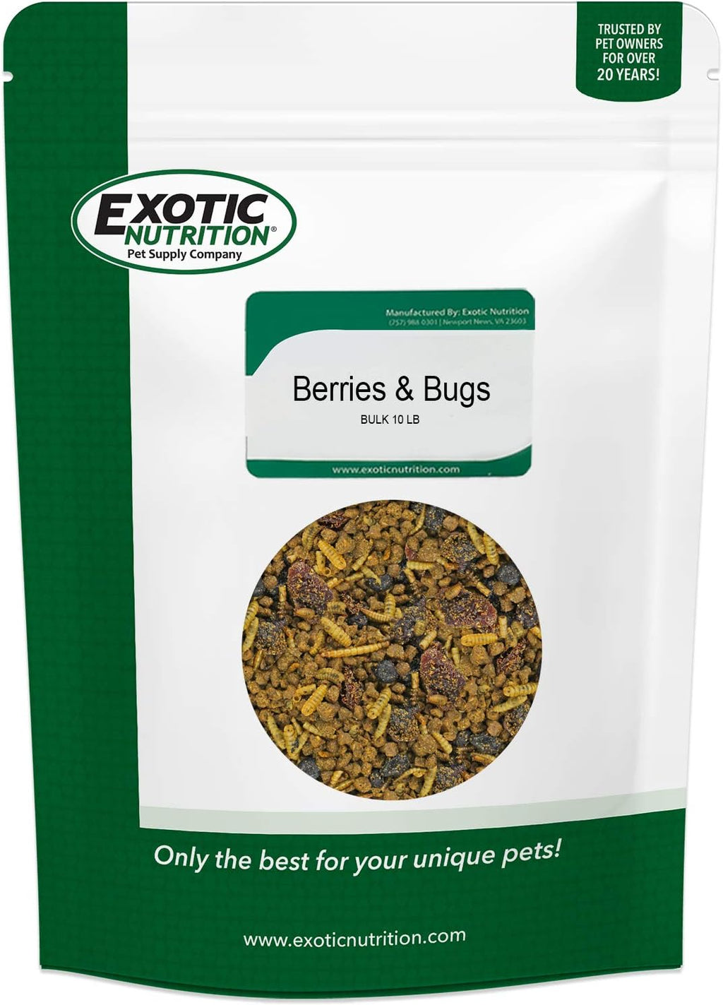 Exotic Nutrition Berries And Bugs nutritional information panel