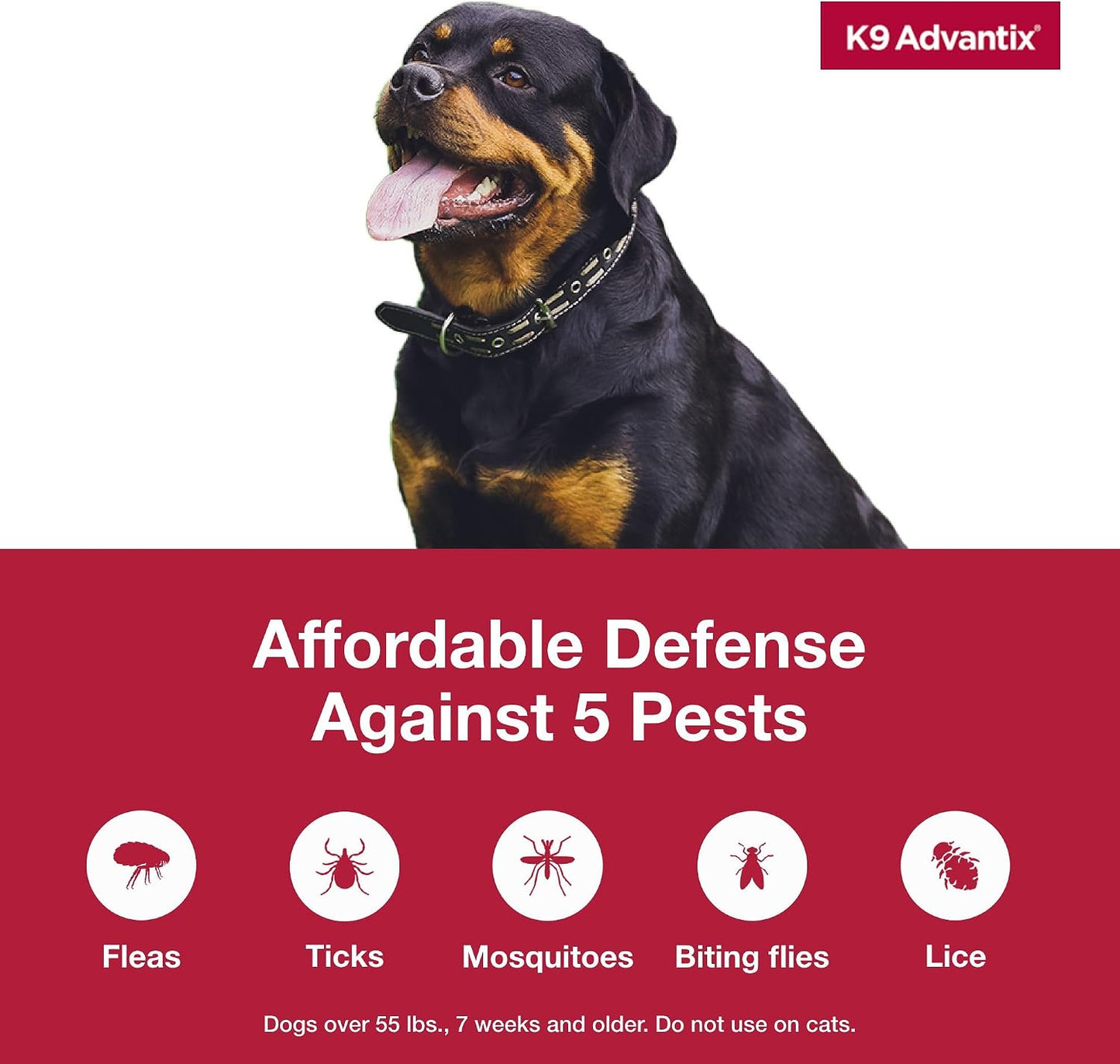 Elanco veterinary recommended flea control for extra large dog breeds back label information