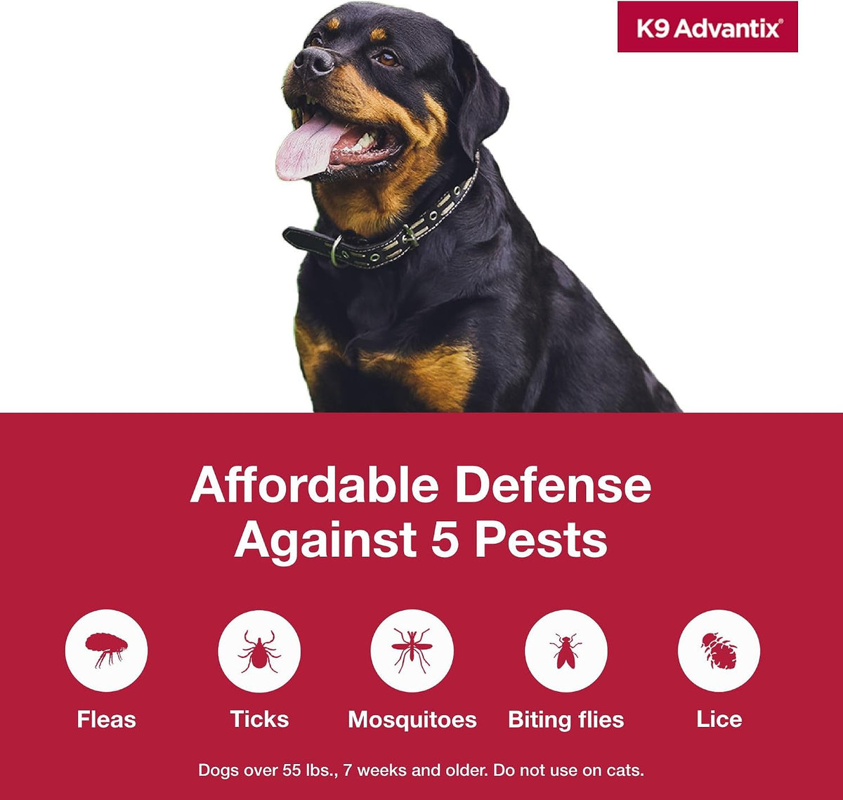 Elanco veterinary recommended flea control for extra large dog breeds back label information