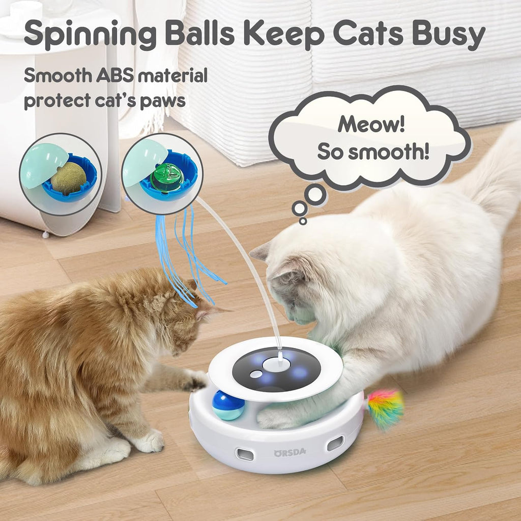 Durable ABS plastic ORSDA cat toy package contents including replacement attachments