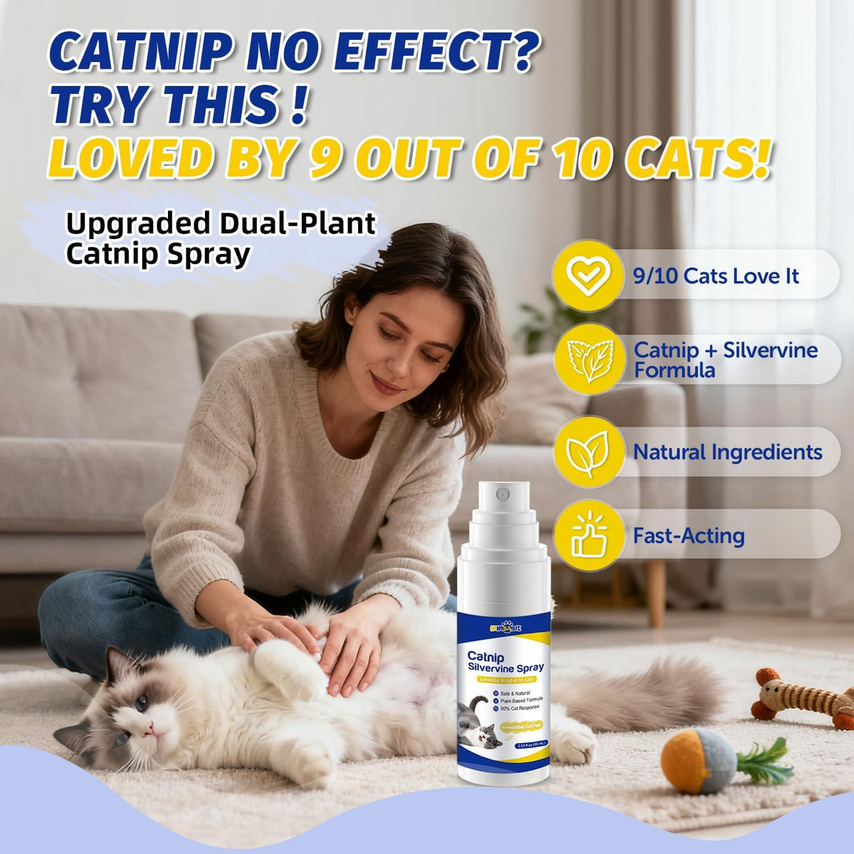 Dual plant catnip and silvervine spray formula for scratching posts