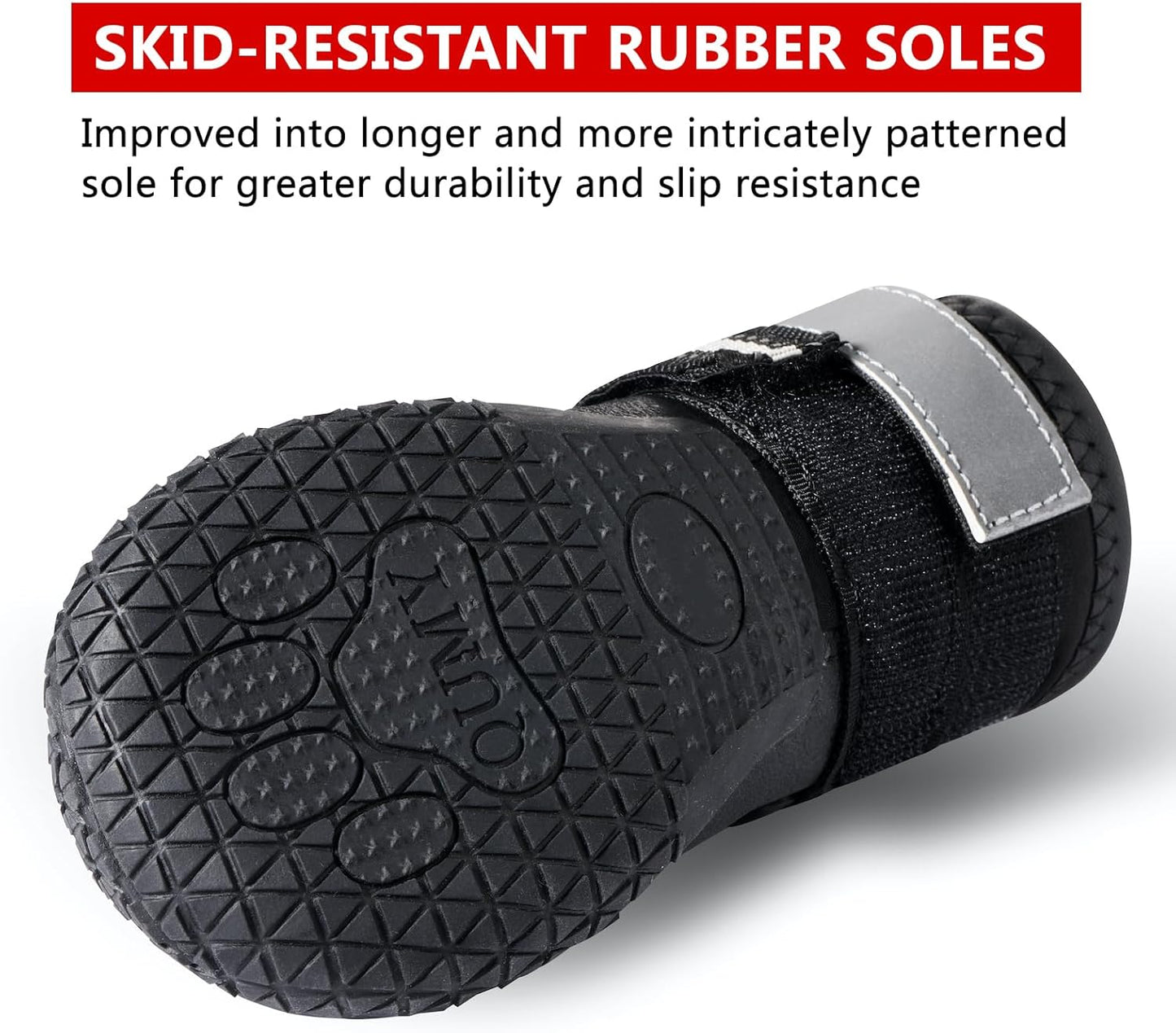 Reflective Velcro straps on Qumy paw protectors