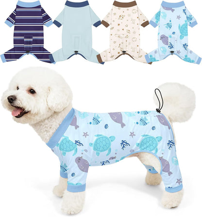 Bienbee Dog Pajamas, 4 Pack Dog Recovery Suit Shedding Suit Cute Soft Puppy Clothes Dogs Pjs Onesies Jammies Adjustable Breathable & Stretchy Clothes for Small Medium Large Dogs Girl Boy Puppy-M - Image 9