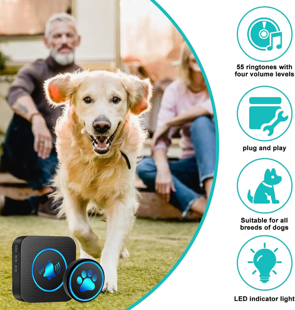 Wireless doggie doorbell receiver with adjustable volume control plugged into wall