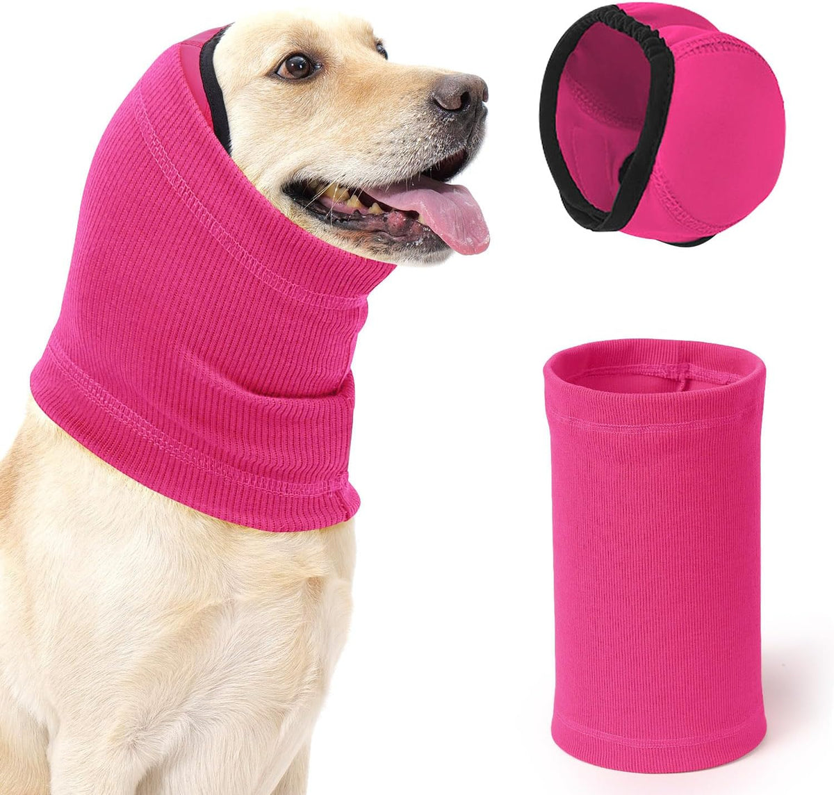 SlowTon Quiet Ears Dog Hoodie - 2 Pcs Ear Wrap Dog Ear Muffs Noise Protection, Anxiety Relief Dogs Hat Calming Hood Head Cover, Pet Headband Dogs Ear Protector for Grooming, Force Drying (Grey,M) - Image 9