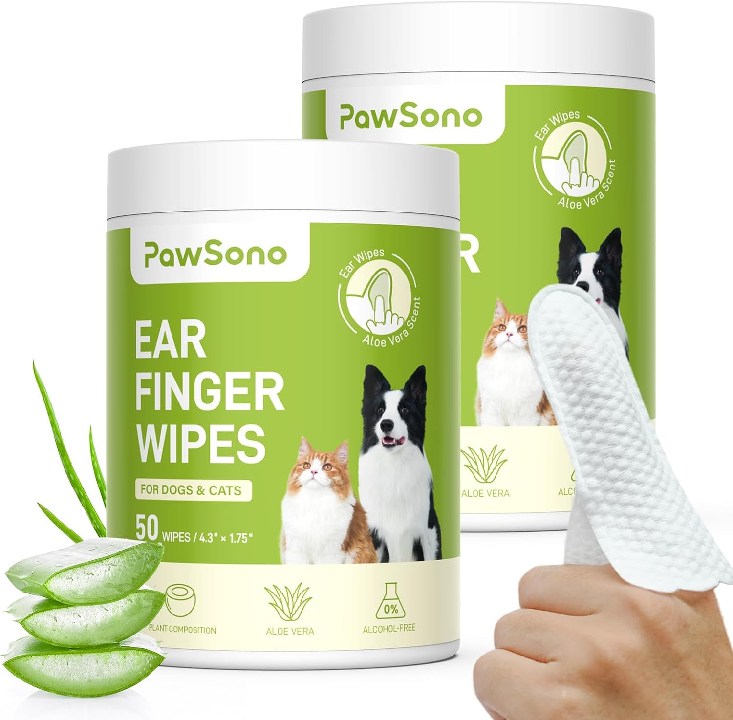 Ear Finger Wipes for Dogs & Cats, Thicker Dog Ear Cleaner Wipes, Natural Relief Cat Ear Cleaner Dog, Pet Health Supplies for Dog Small Animal Cat, Aloe Scent Deodorizing - 50 Count - Image 9