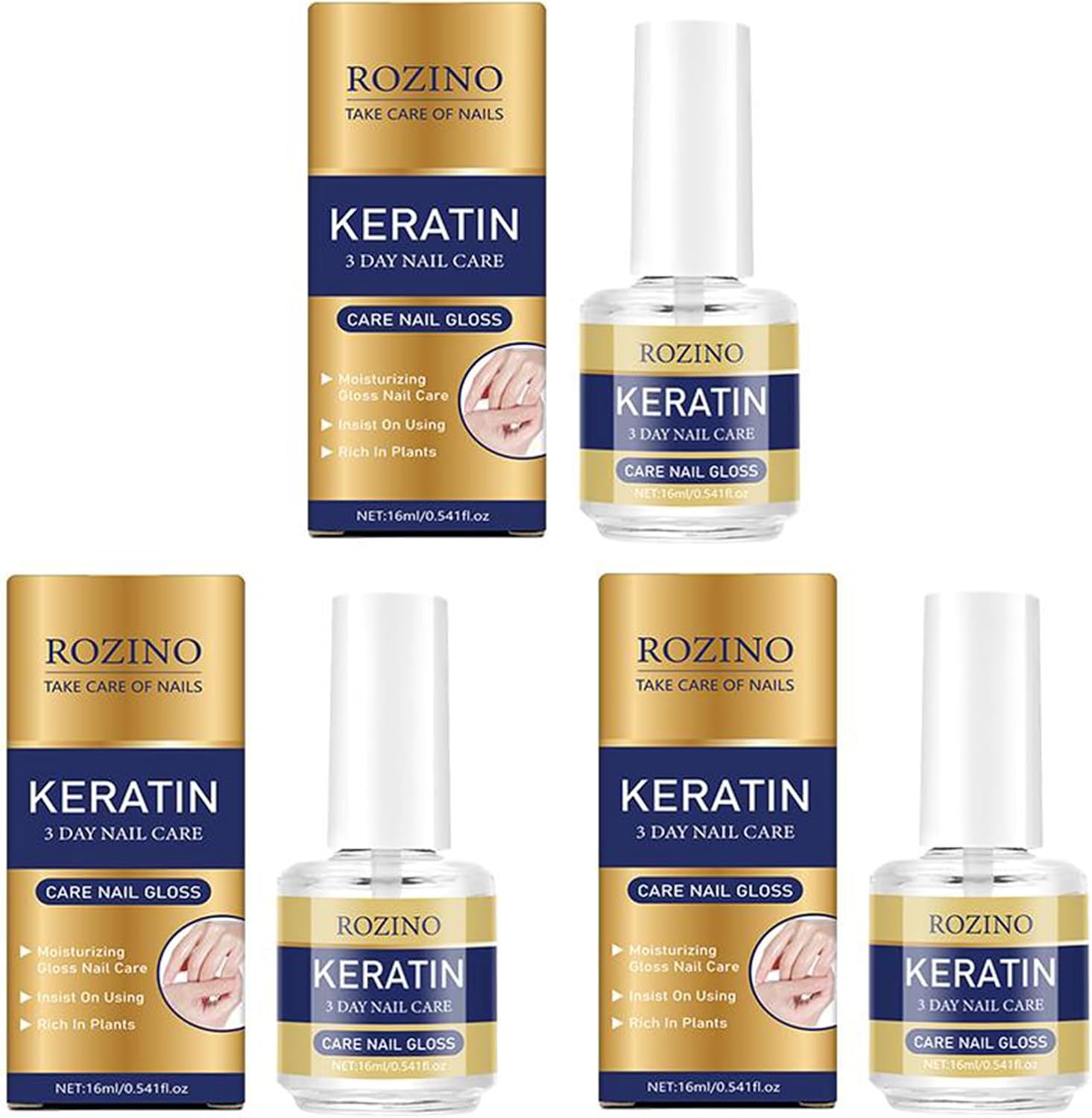 Three bottles of Generic Keratin Nail Care Oil for strong nails