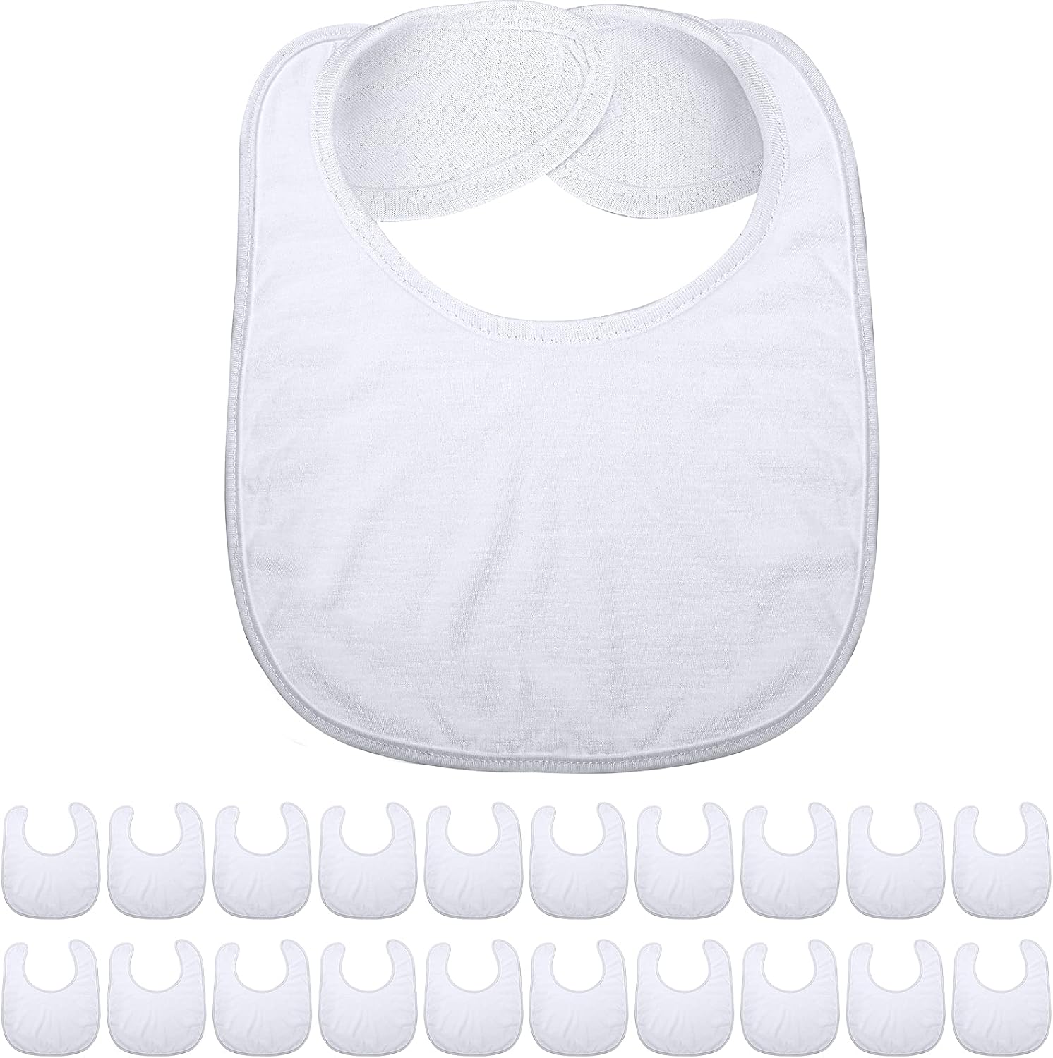 Geyoga 20 pieces sublimation blanks white baby bibs front view
