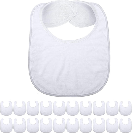Geyoga 20 pieces sublimation blanks white baby bibs front view