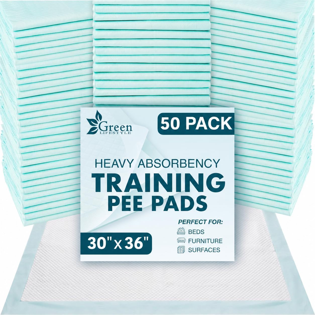 GREEN LIFESTYLE Underpads - Pet Training Pads for Dogs, Cats, Bunny, Chucks Pads for Adults, for use as Incontinence Bed Pads, Seniors Bed Pad (Pack of 50 - 36x36) - Image 8