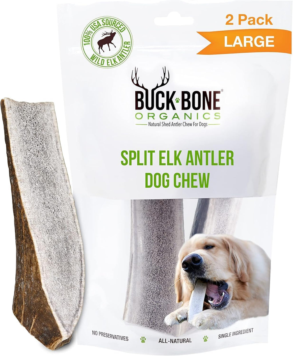 Close up of textured natural elk antler chew for dogs