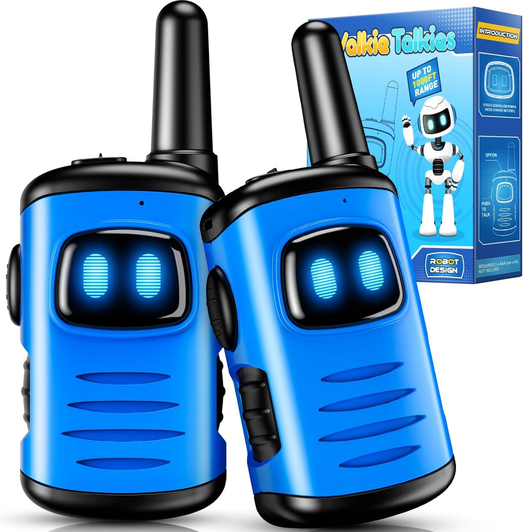 DASTION-99 comedyfun mini robots walkie talkies blue 2 pack front view showing robot design