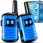 DASTION-99 comedyfun mini robots walkie talkies blue 2 pack front view showing robot design