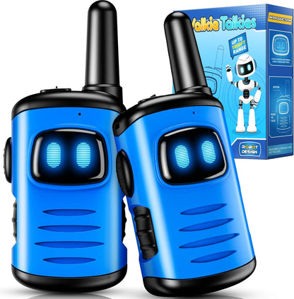 DASTION-99 comedyfun mini robots walkie talkies blue 2 pack front view showing robot design