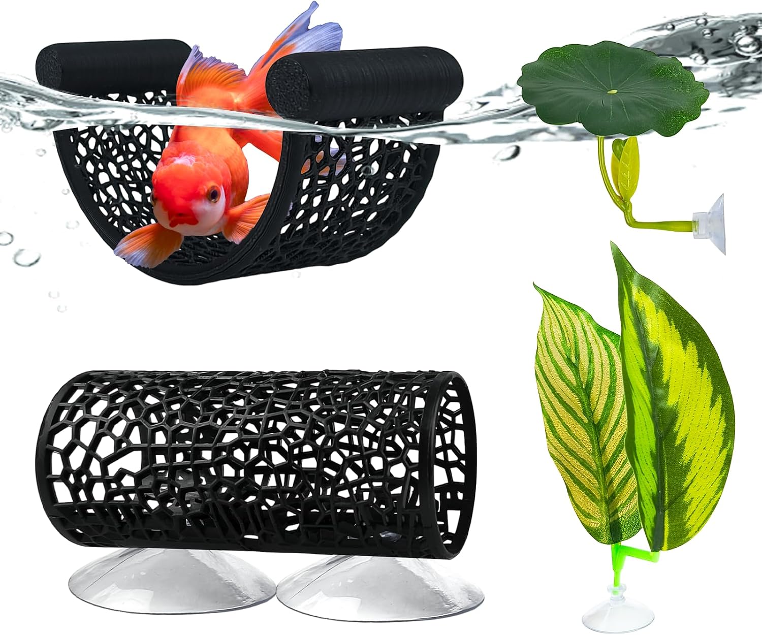Tasomuty Four Pack Betta Hammock Set front view aquarium decoration kit