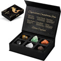 Aovila Capricorn Crystals Gift Set front view of open horoscope box showing six natural stones.