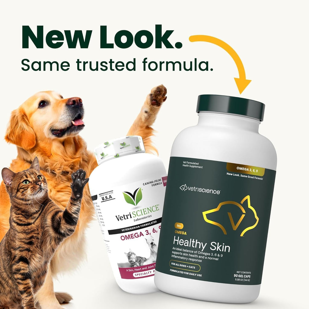 Premium imported pet omega fatty acid supplement for reducing coat shedding.