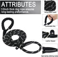 Black six feet nylon rope dog leash with soft padded foam handle close up view