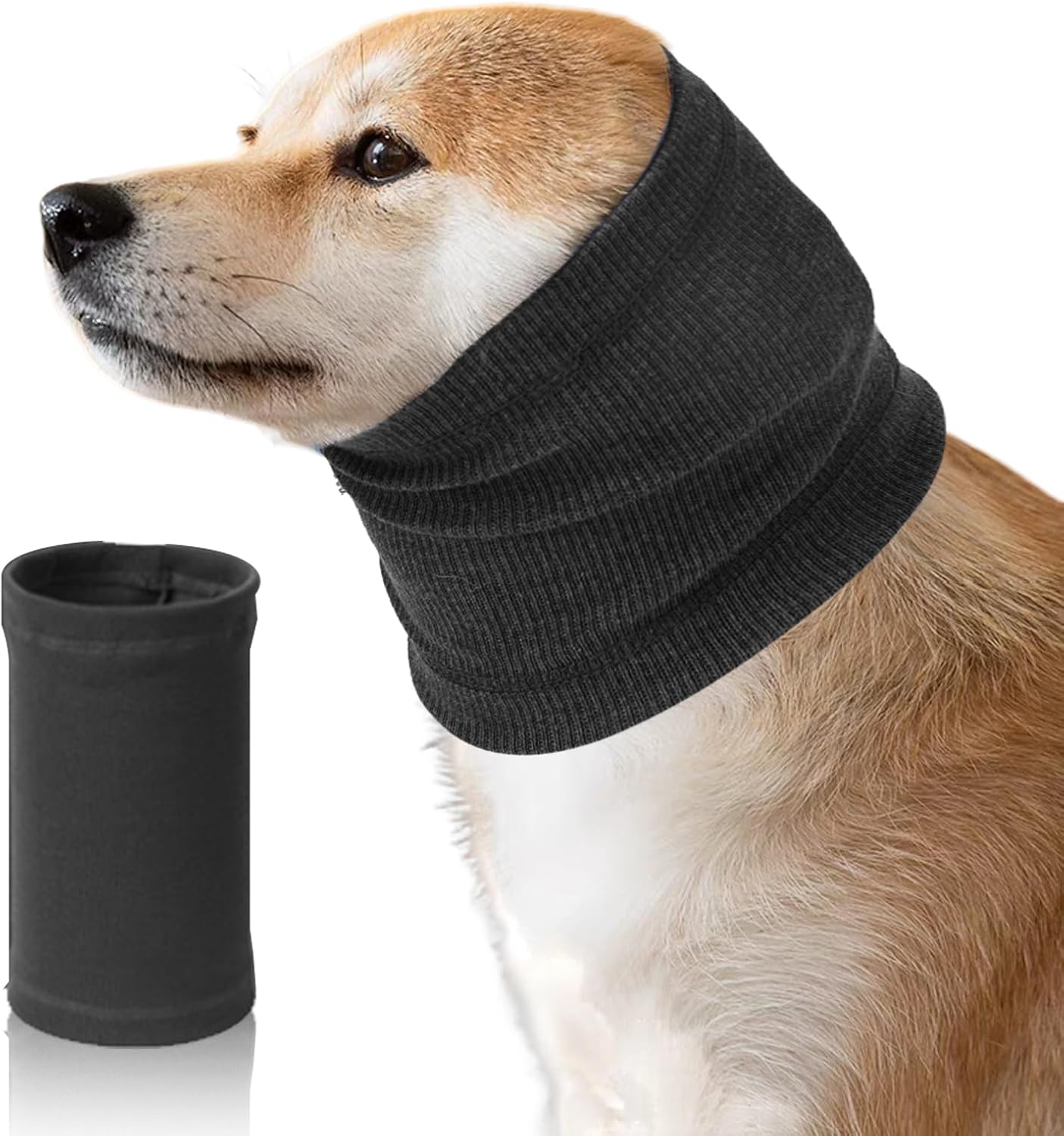 GCVOPTON dog calming hoodie front view on a relaxed grey pet
