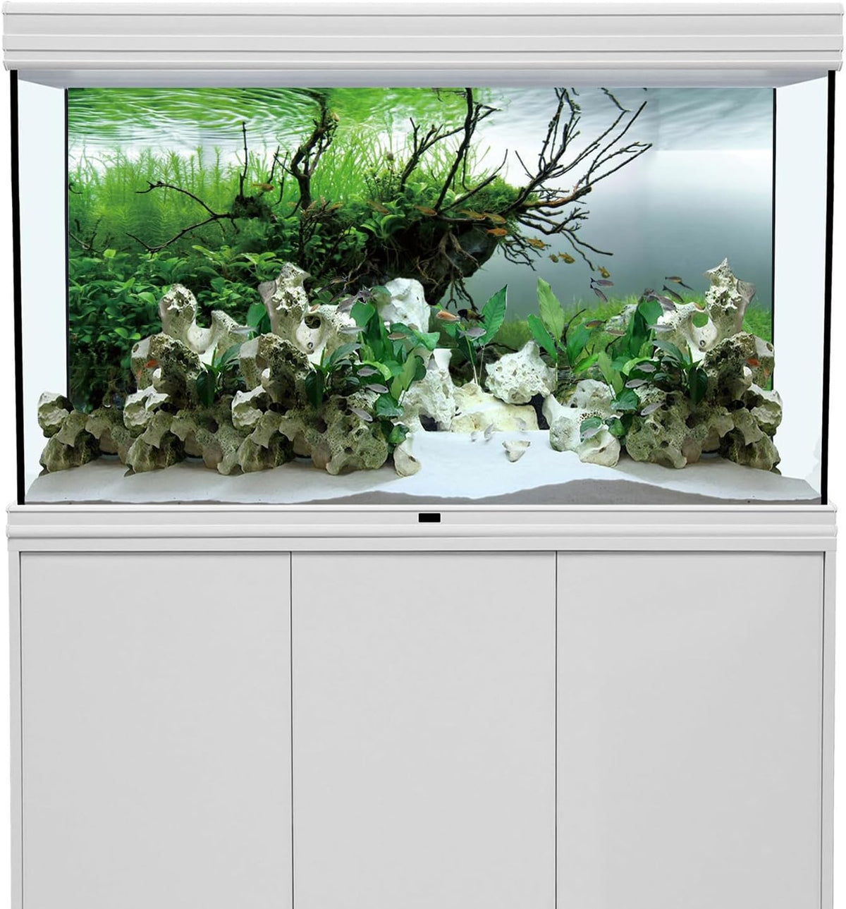 Premium vinyl aquarium backdrop sheet showing seaweed and natural lake scenery