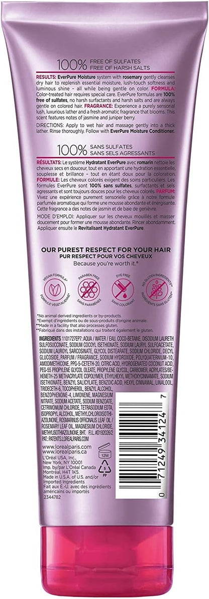 L'Oreal Paris EverPure sulfate free rosemary shampoo tubes placed together