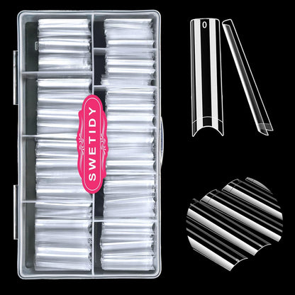 SWETIDY No C Curve square flat nail tips in a 500 piece XXL extra long clear kit